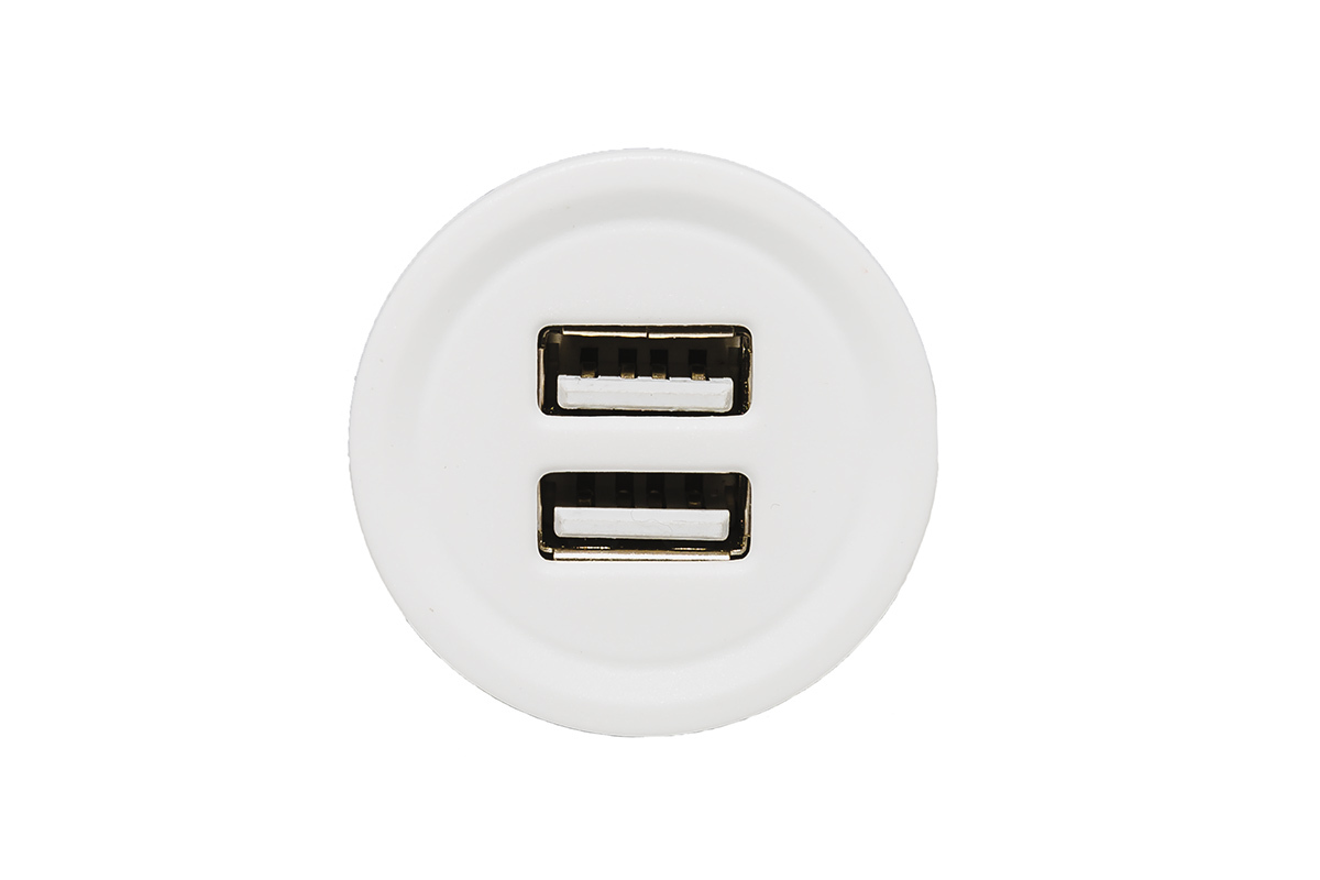 AllSpark socket - White Dual 2.4A USB Charging socket - no back light
