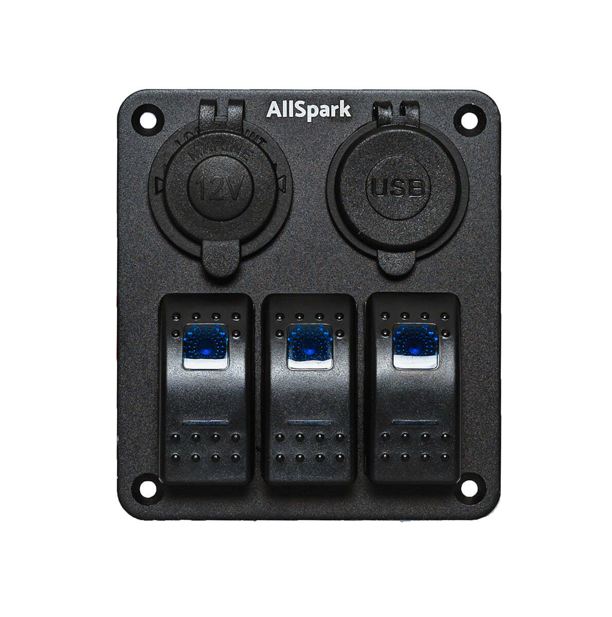 AllSpark 3 Way switch panel with Cig & Dual Blue 2.4A USB