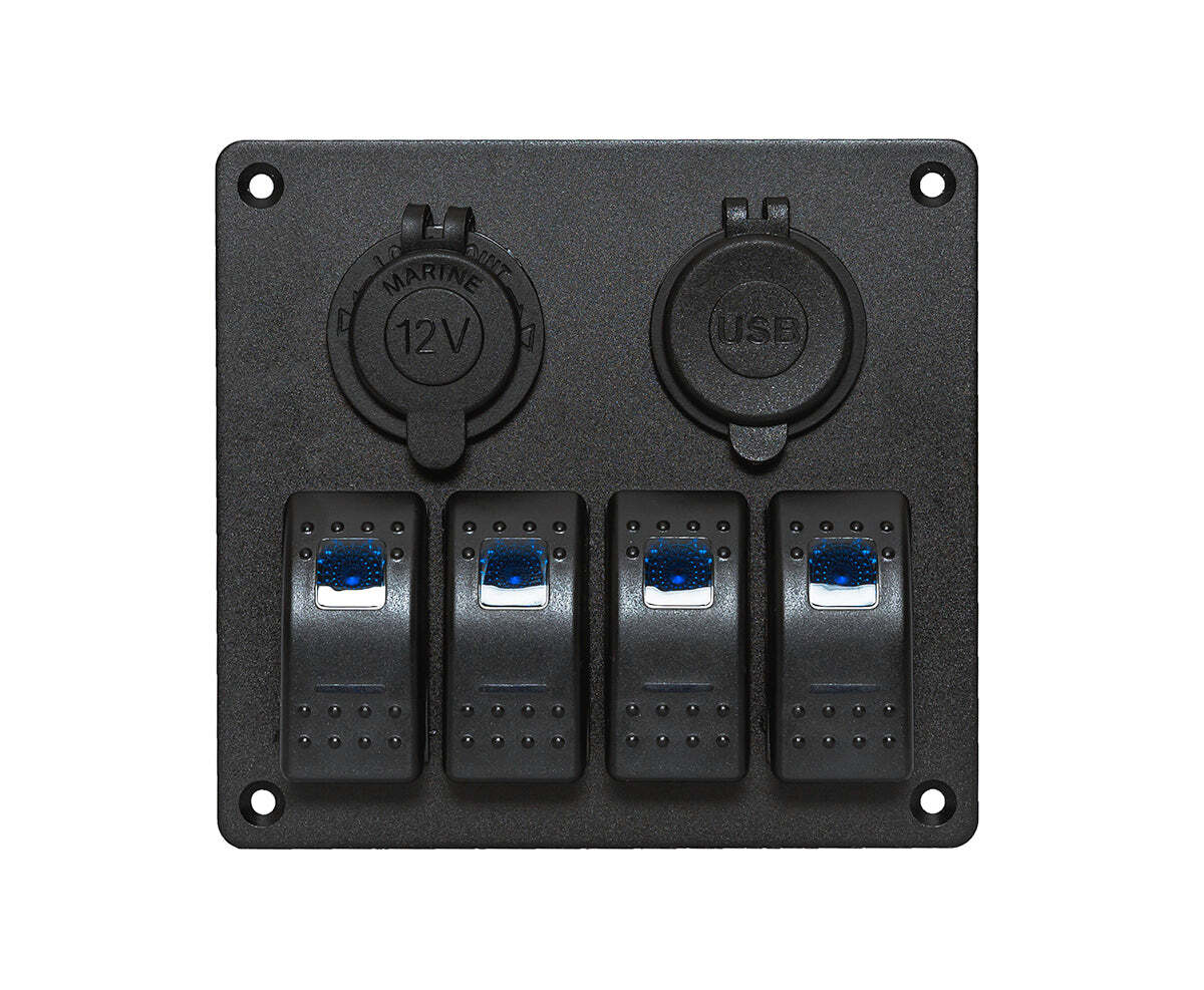 AllSpark 4 Way switch panel with Cig & Dual Blue 2.4A USB