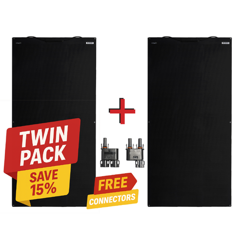 180W Solar Panel Light Weight Corflute Backed  & 3M VHB Tape (SHINGLE CELLS) | TWIN PACK