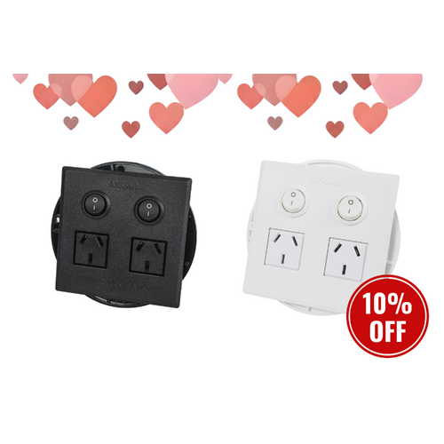 2 Outlet Power Board Twin Pack | Flush Mount | Plug & Play GPO | AllSpark