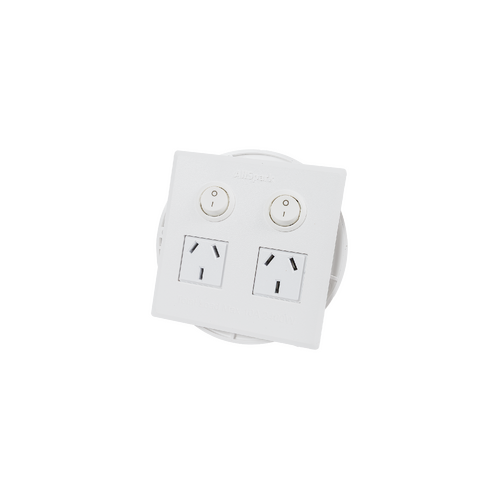 AllSpark 2 Outlet White Flush Mount Power Board - Plug & Play GPO