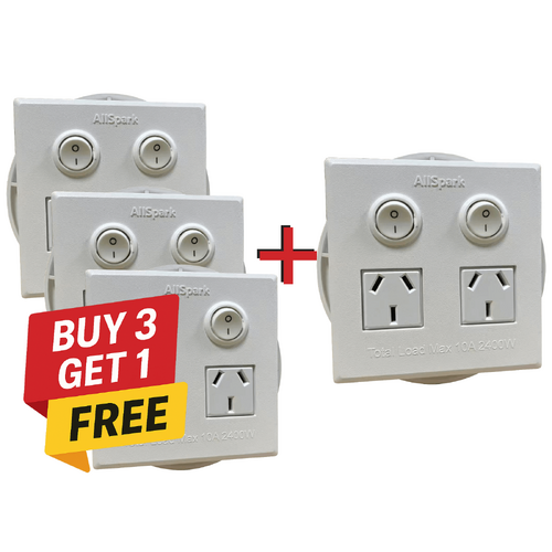 2 Outlet Power Board | Flush Mount | White | Plug & Play GPO | AllSpark
