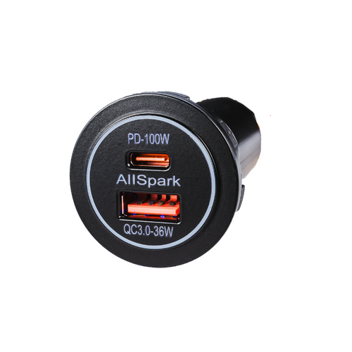AllSpark Socket - PD100W USB-C + QC3.0 USB-A Charger - Black no LED