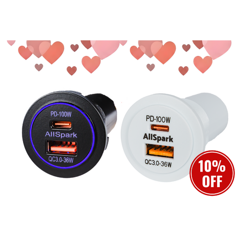 AllSpark Socket Twin Pack - PD100W USB-C + QC3.0 USB-A Charger