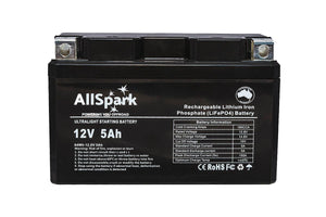 AllSpark 12v 5ah 180CCA Ultralight Lithium Go Kart Battery 850g  IP65
