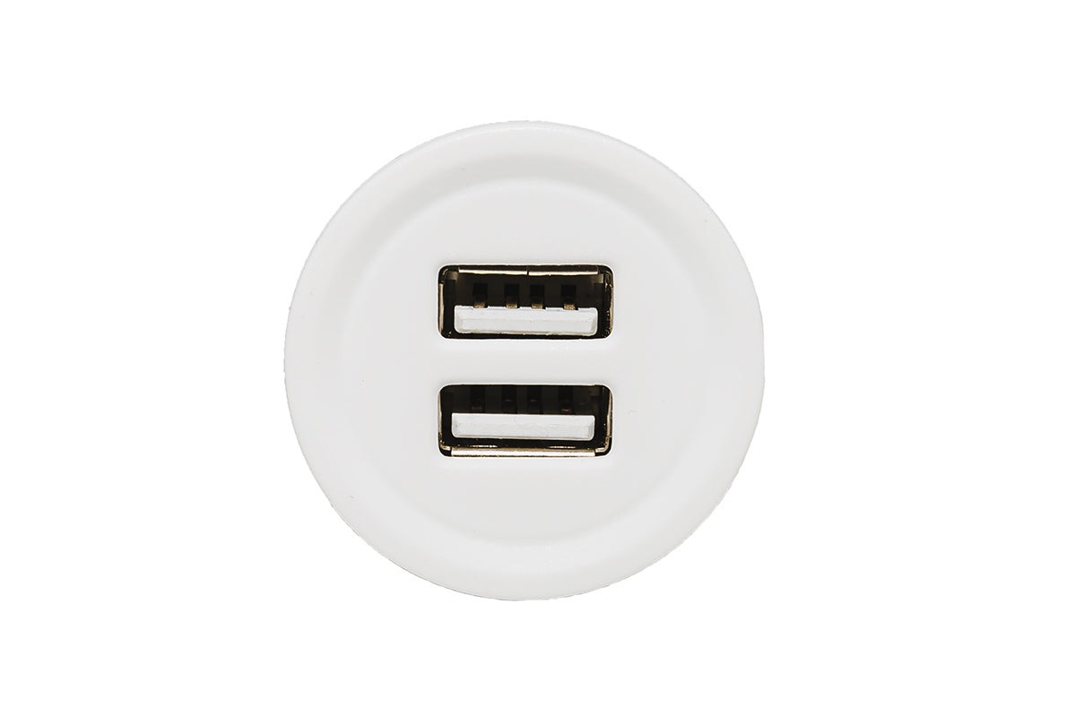 AllSpark Socket - White Dual 2.4A USB Charging Socket - no back light