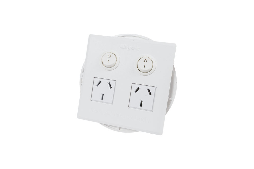 2 Outlet Power Board | Flush Mount | White | Plug & Play GPO | AllSpark 