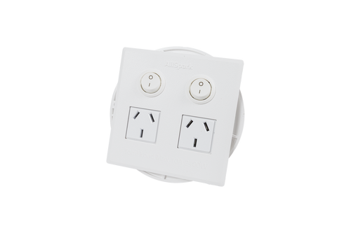2 Outlet Power Board | Flush Mount | White | Plug & Play GPO | AllSpark 