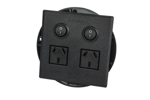 2 Outlet Power Board | Flush Mount | Black | Plug & Play GPO | AllSpark 