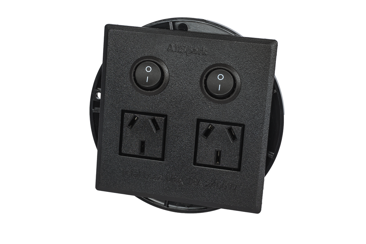 2 Outlet Power Board | Flush Mount | Black | Plug & Play GPO | AllSpark 