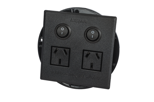 2 Outlet Power Board | Flush Mount | Black | Plug & Play GPO | AllSpark 