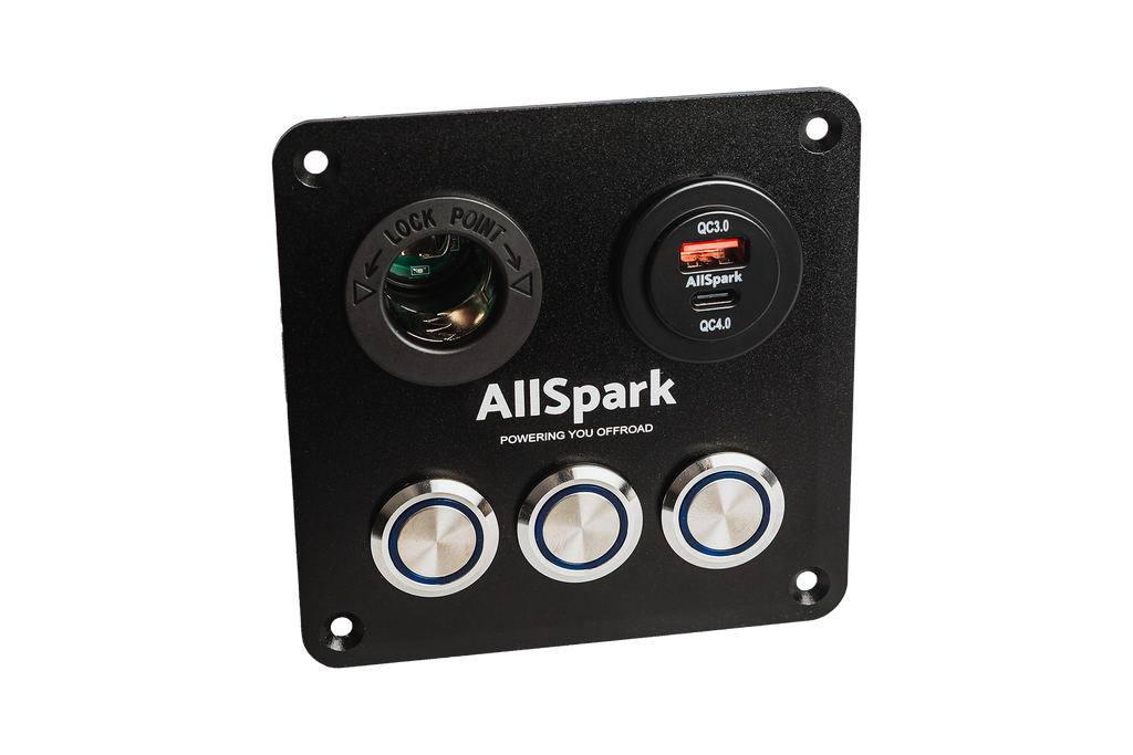 AllSpark 3 way push button switch panel with USB + CIG