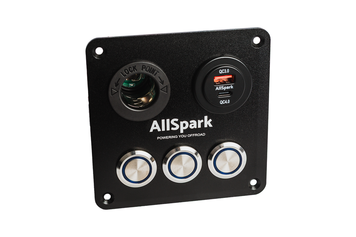 AllSpark 3 way push button switch panel with USB + CIG