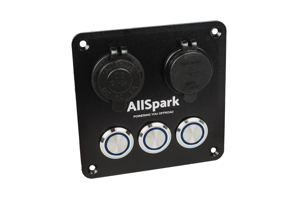 AllSpark 3 way push button switch panel with USB + CIG
