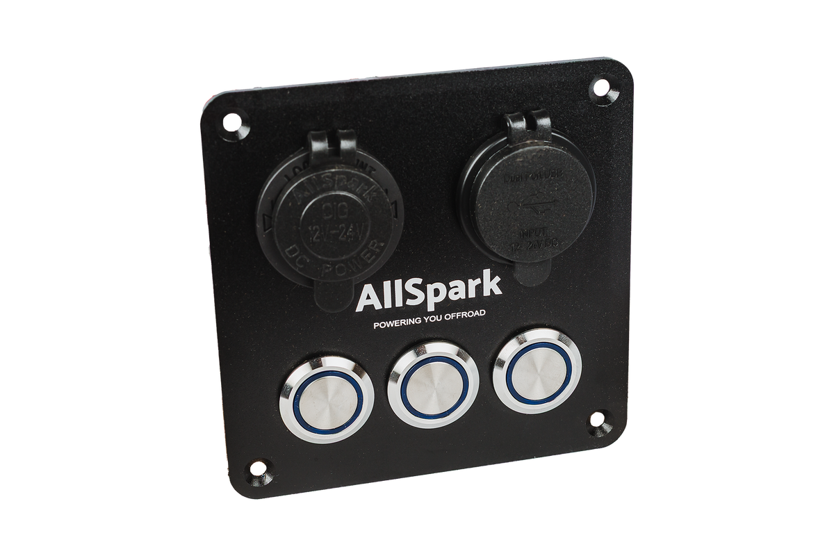 AllSpark 3 way push button switch panel with USB + CIG