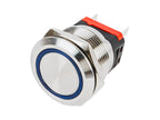 20A 22mm Silver On/Off switch with Blue LED